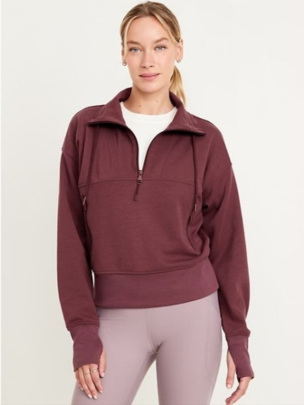 NWT Old Navy Burgundy Maroon Dynamic Fleece Half-Zip Sweatshirt